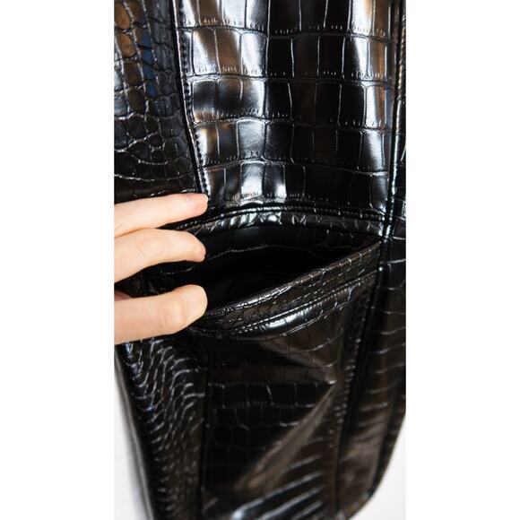 H&M Innovation Lab Co-Exist Vegan Black Croc Patent Leather Long Vest XS - Picture 7 of 12